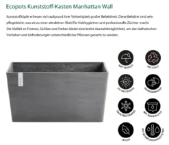 Ecopots Kunststoff-Kasten Paris, rechteckig