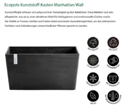 Ecopots Kunststoff-Kasten Paris, rechteckig
