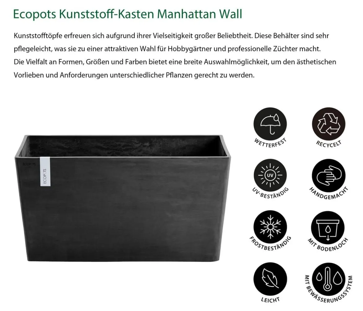 Ecopots Kunststoff-Kasten Paris, rechteckig