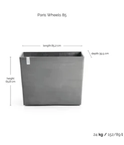 Ecopots Kunststoff-Kasten Paris mit Rollen, rechteckig