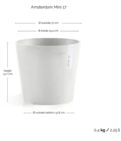 Ecopots Kunststoff-Topf Amsterdam Mini, rund, ca. Ø17/H14,7 cm