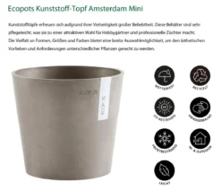Ecopots Kunststoff-Topf Amsterdam Mini, rund, ca. Ø17/H14,7 cm