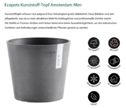 Ecopots Kunststoff-Topf Amsterdam Mini, rund, ca. Ø17/H14,7 cm
