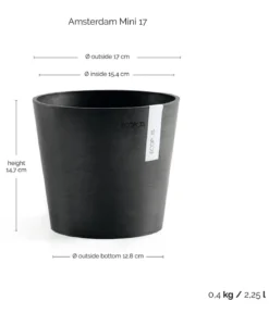 Ecopots Kunststoff-Topf Amsterdam Mini, rund, ca. Ø17/H14,7 cm