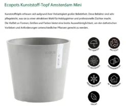 Ecopots Kunststoff-Topf Amsterdam Mini, rund, ca. Ø17/H14,7 cm