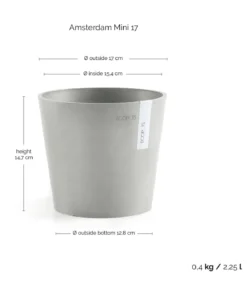 Ecopots Kunststoff-Topf Amsterdam Mini, rund, ca. Ø17/H14,7 cm