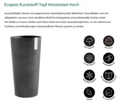 Ecopots Kunststoff-Topf Amsterdam hoch, rund