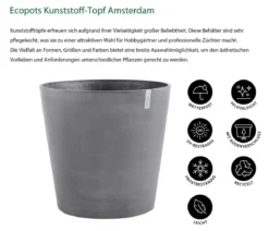 Ecopots Kunststoff-Topf Amsterdam mit Rollen, rund