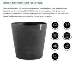 Ecopots Kunststoff-Topf Amsterdam mit Rollen, rund