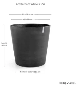 Ecopots Kunststoff-Topf Amsterdam mit Rollen, rund