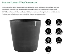 Ecopots Kunststoff-Topf Amsterdam mit Rollen, rund