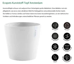 Ecopots Kunststoff-Topf Amsterdam mit Wassersystem, rund