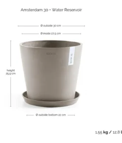 Ecopots Kunststoff-Topf Amsterdam mit Wassersystem, rund