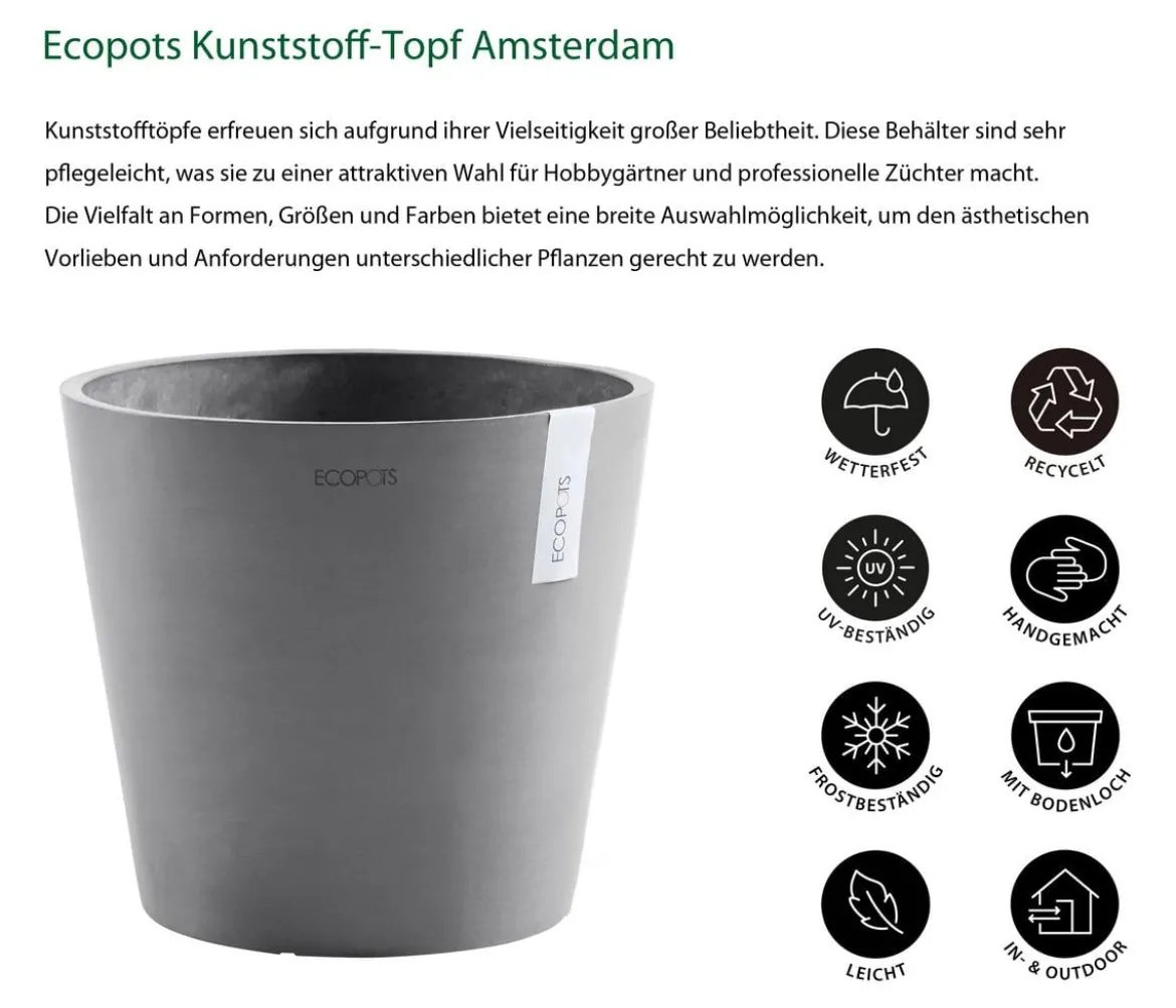 Ecopots Kunststoff-Topf Amsterdam, rund