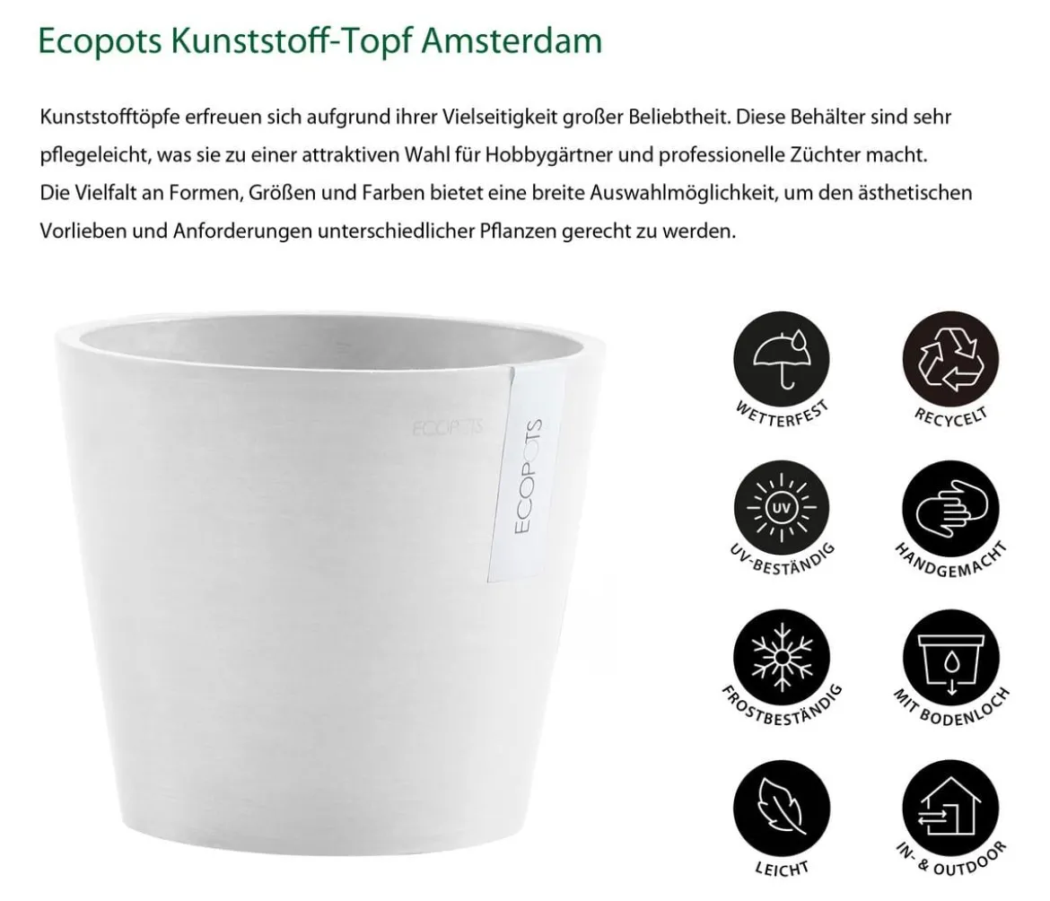 Ecopots Kunststoff-Topf Amsterdam, rund