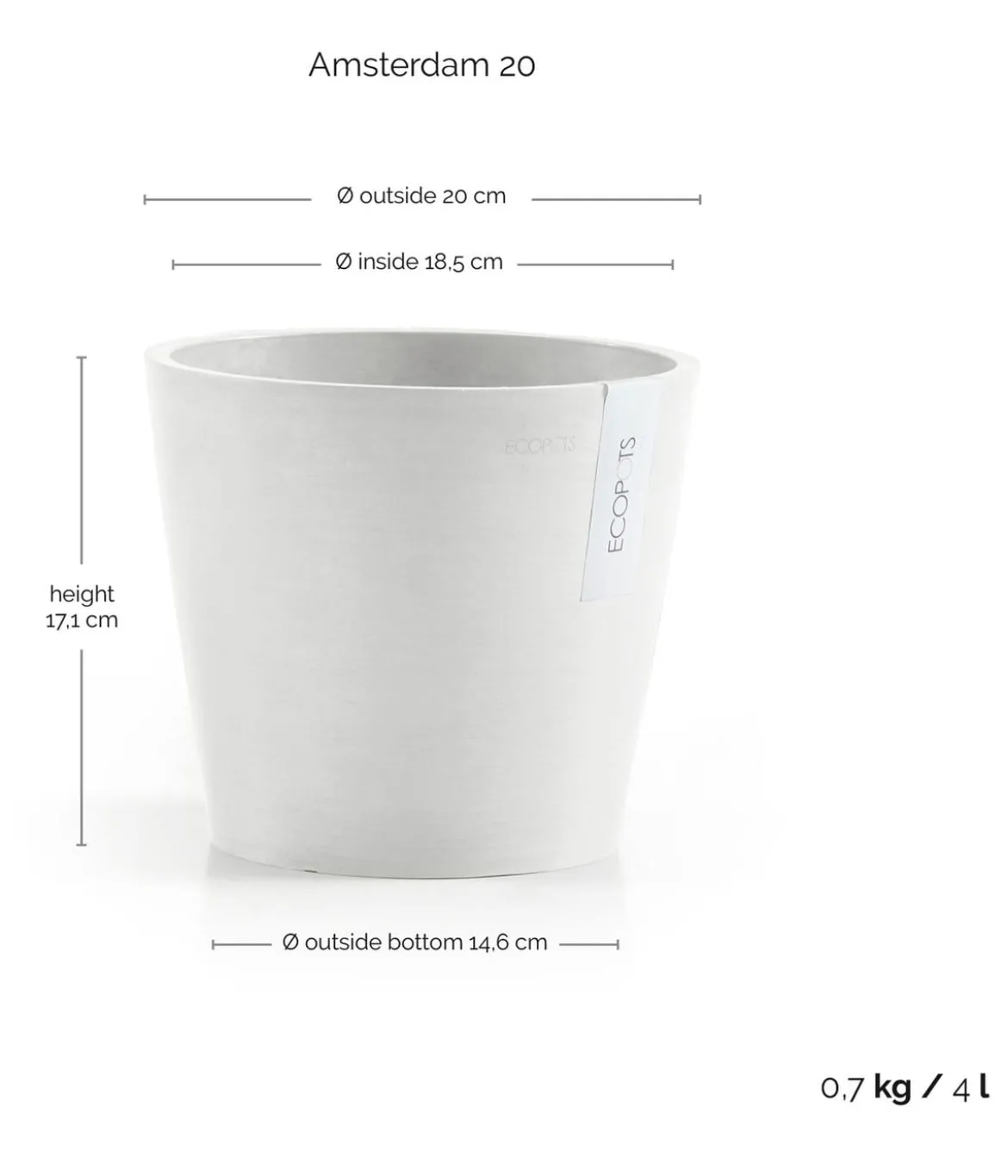 Ecopots Kunststoff-Topf Amsterdam, rund