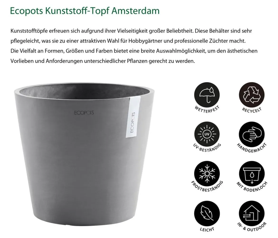 Ecopots Kunststoff-Topf Amsterdam, rund