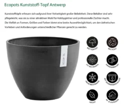 Ecopots Kunststoff-Topf Antwerp, rund