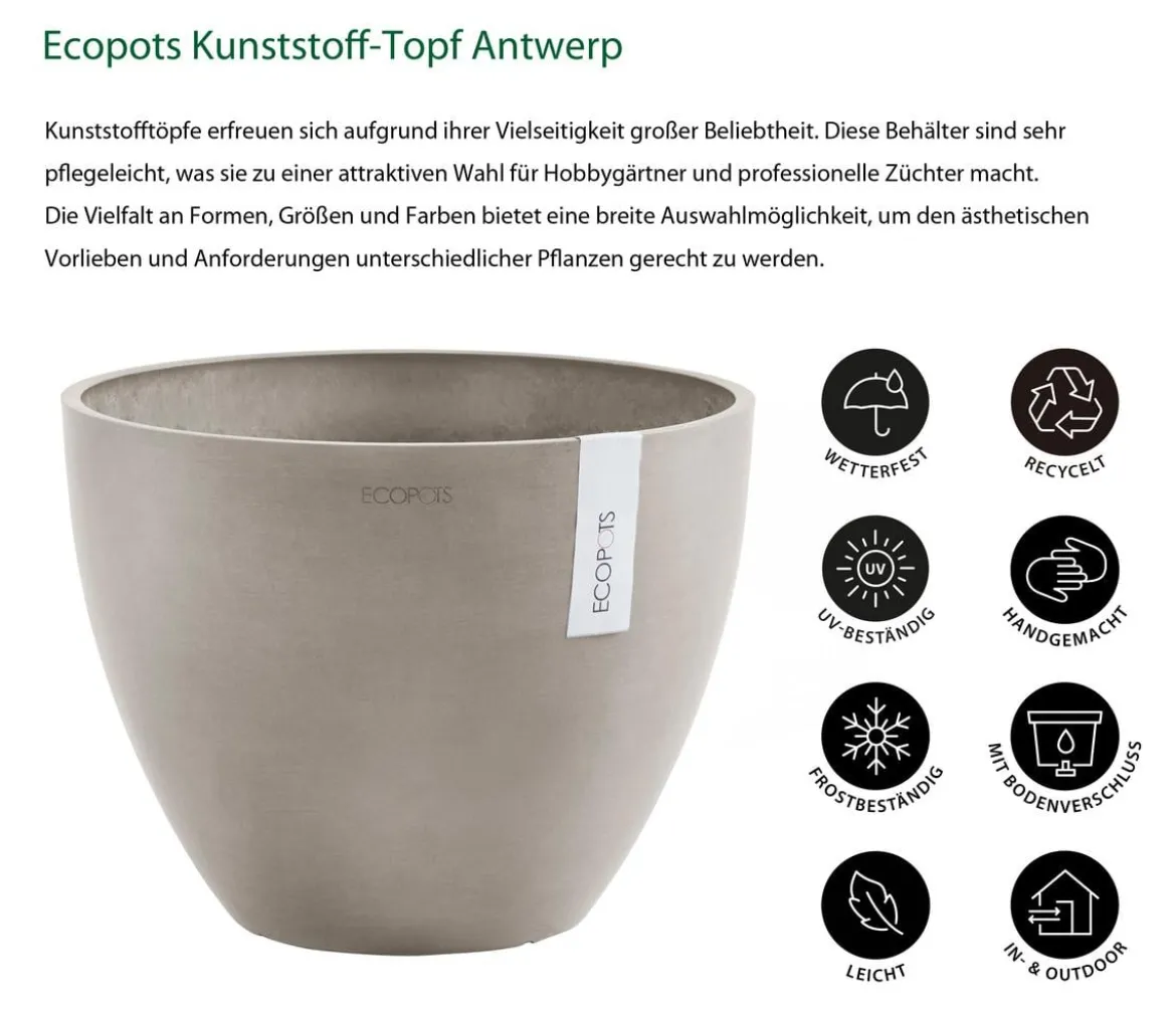 Ecopots Kunststoff-Topf Antwerp, rund