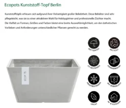 Ecopots Kunststoff-Topf Berlin, quadratisch