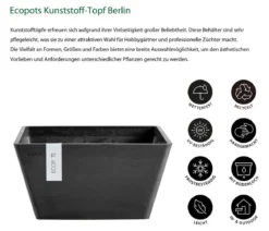 Ecopots Kunststoff-Topf Berlin, quadratisch