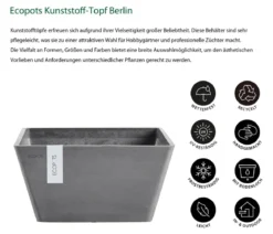Ecopots Kunststoff-Topf Berlin, quadratisch
