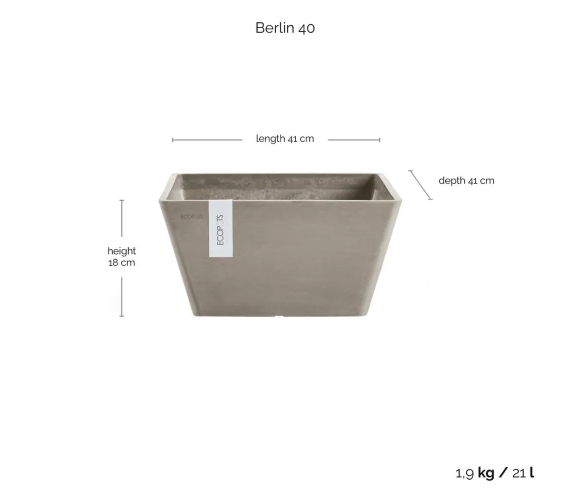 Ecopots Kunststoff-Topf Berlin, quadratisch
