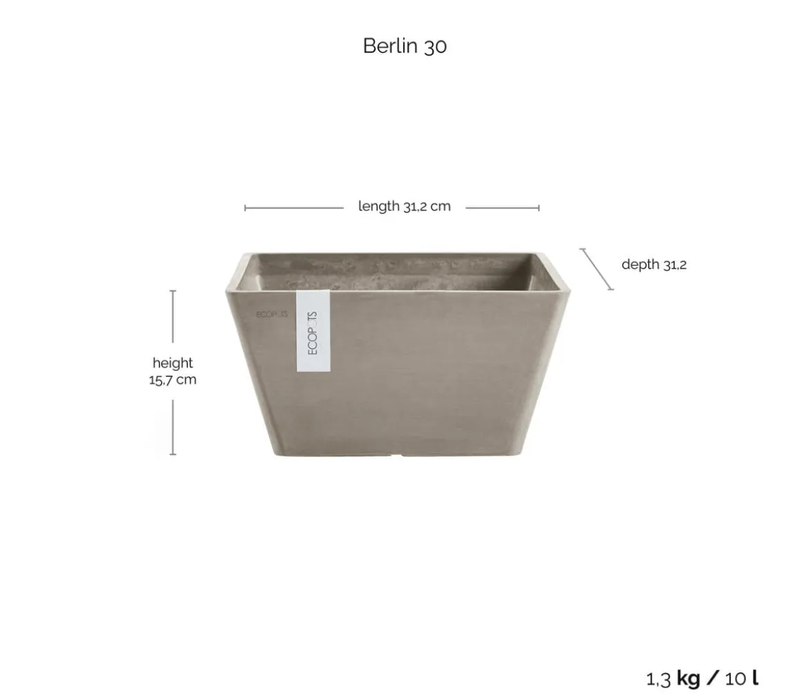 Ecopots Kunststoff-Topf Berlin, quadratisch