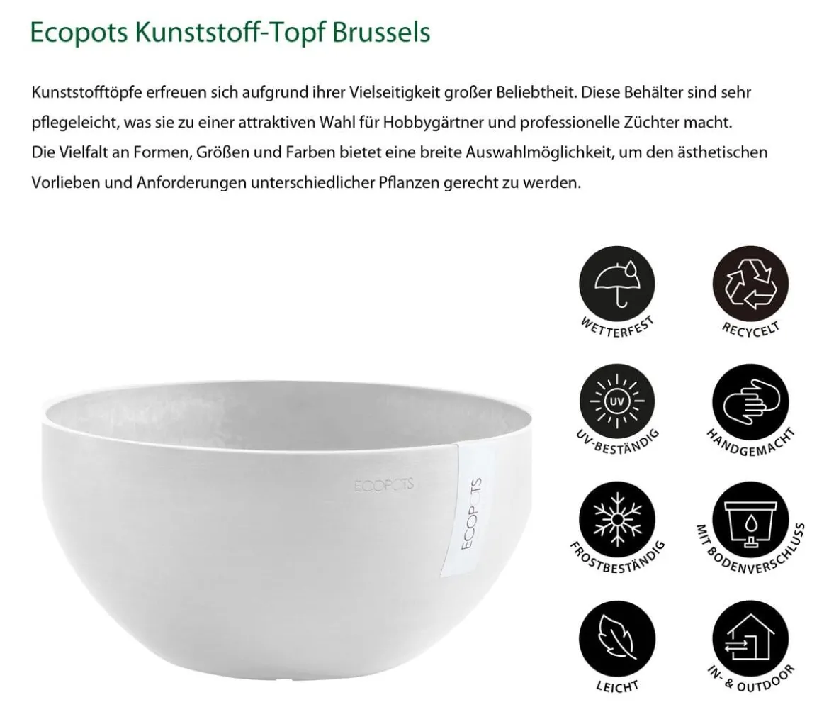 Ecopots Kunststoff-Topf Brussels, rund