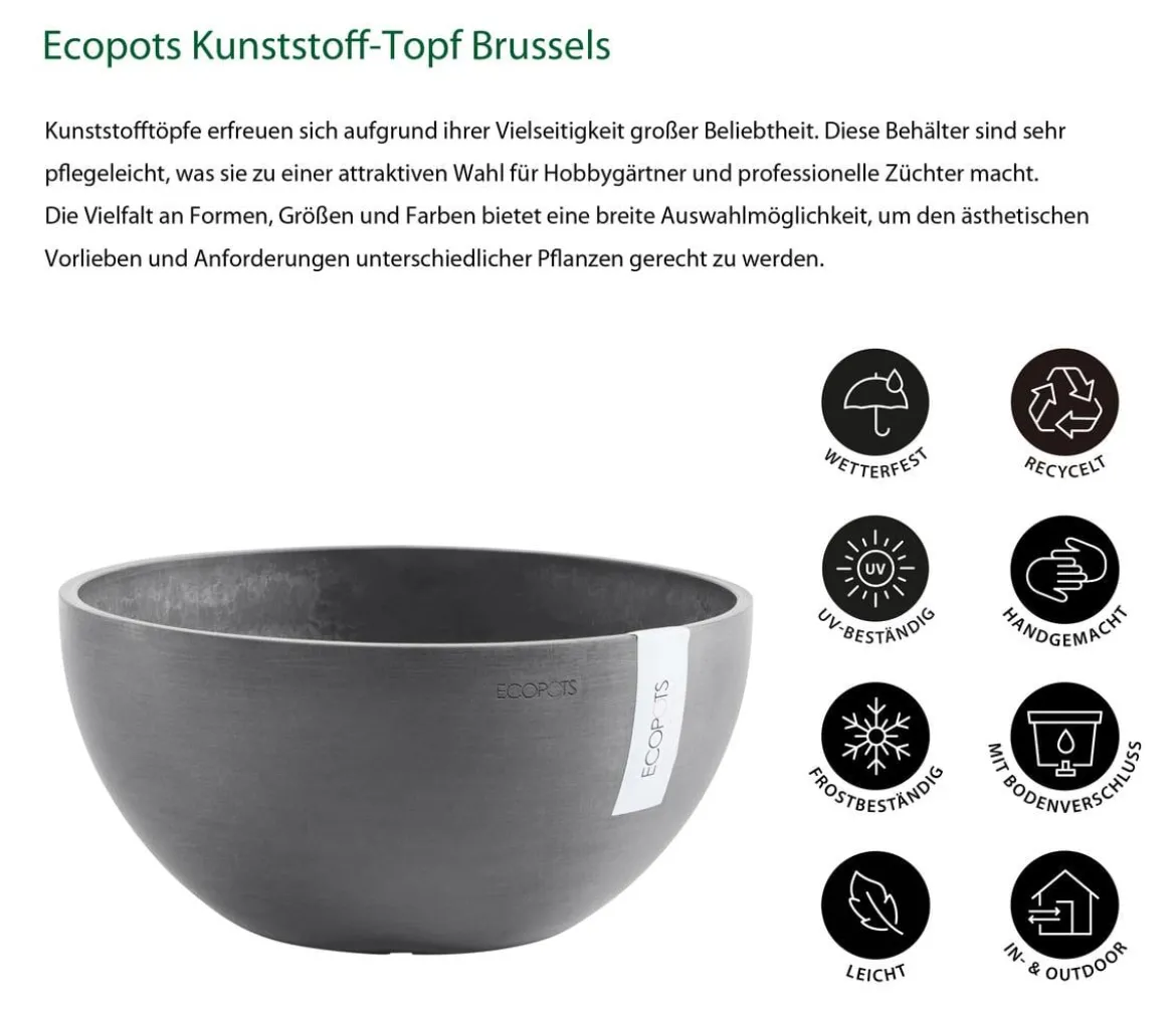 Ecopots Kunststoff-Topf Brussels, rund