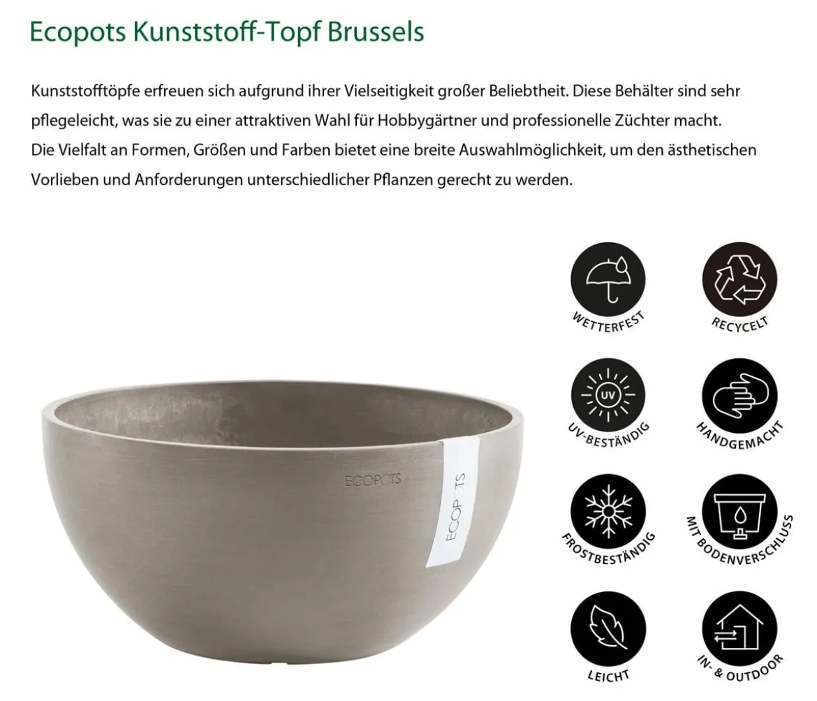 Ecopots Kunststoff-Topf Brussels, rund