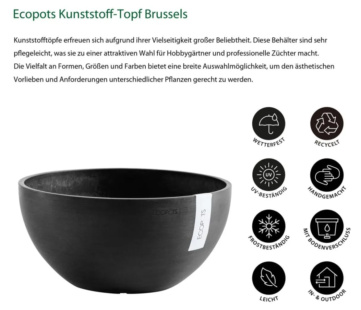 Ecopots Kunststoff-Topf Brussels, rund