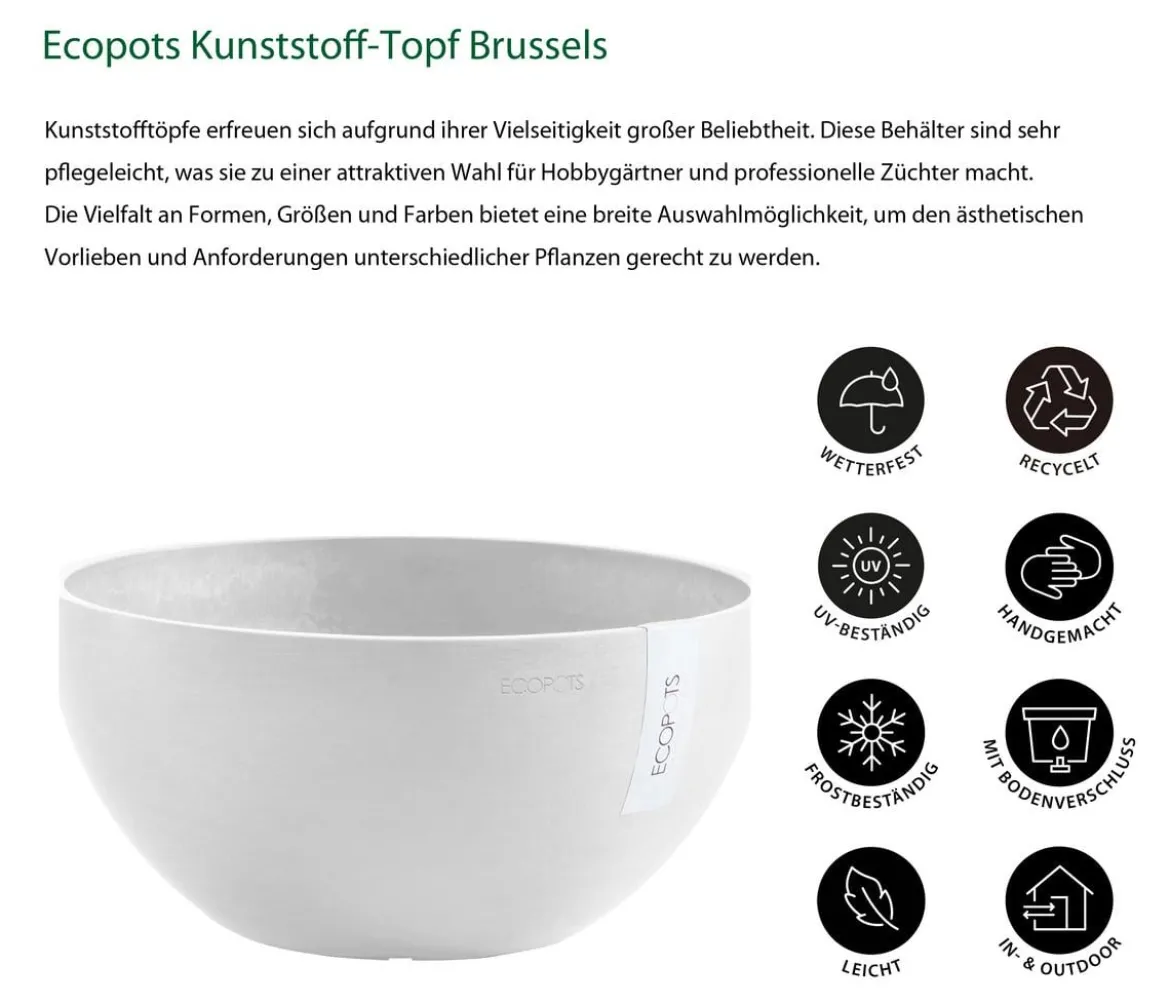 Ecopots Kunststoff-Topf Brussels, rund