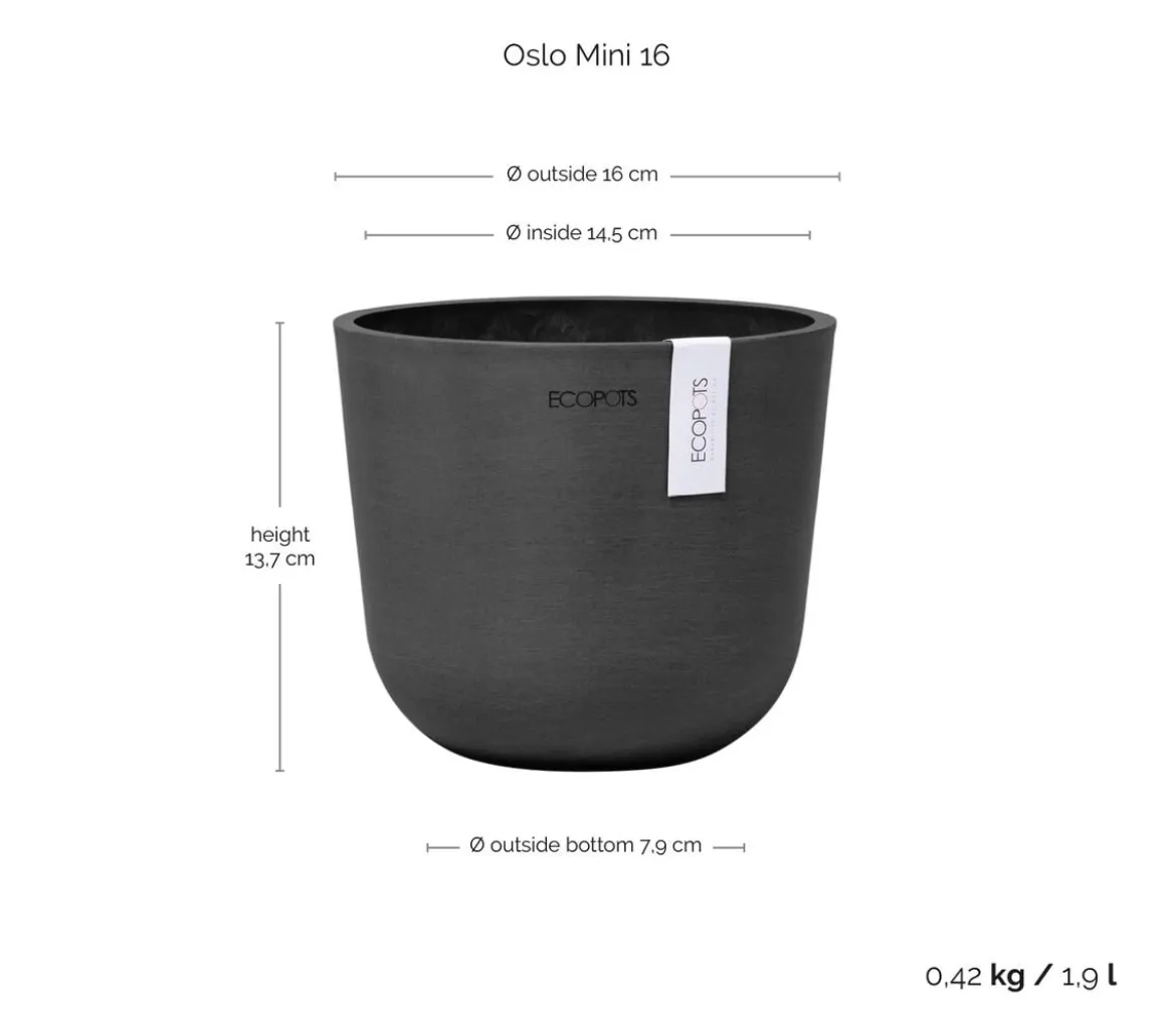 Ecopots Kunststoff-Topf Oslo Mini, rund