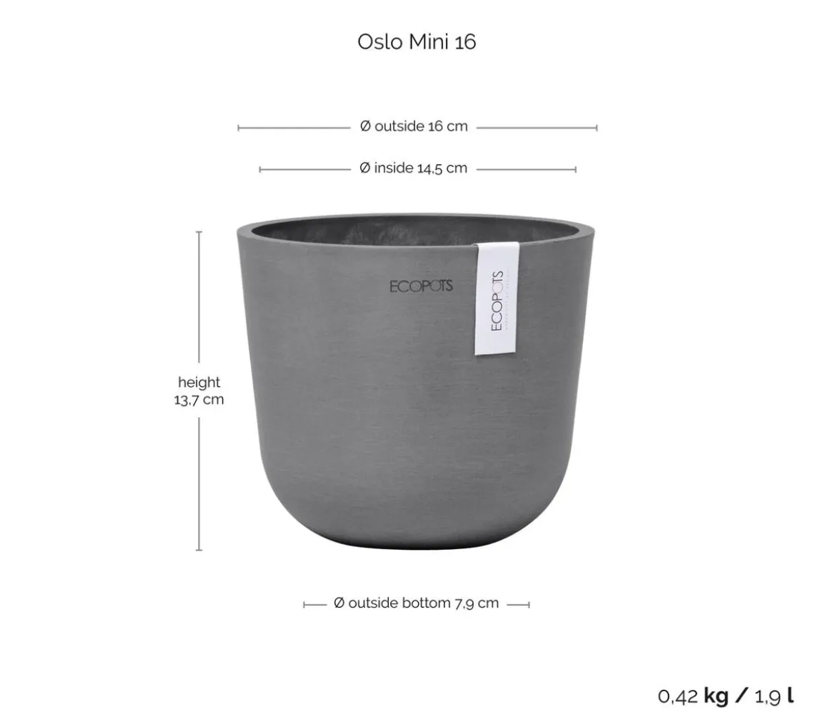 Ecopots Kunststoff-Topf Oslo Mini, rund