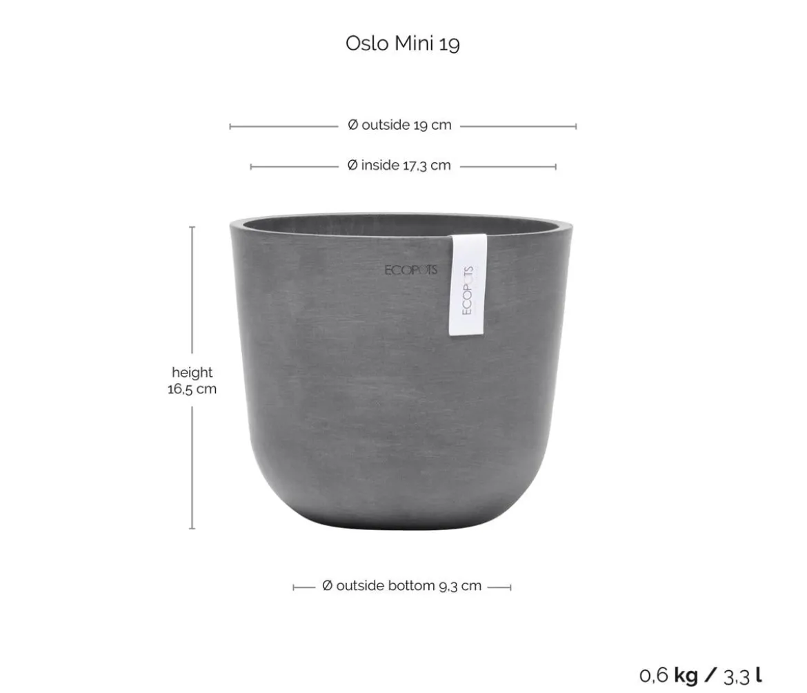 Ecopots Kunststoff-Topf Oslo Mini, rund