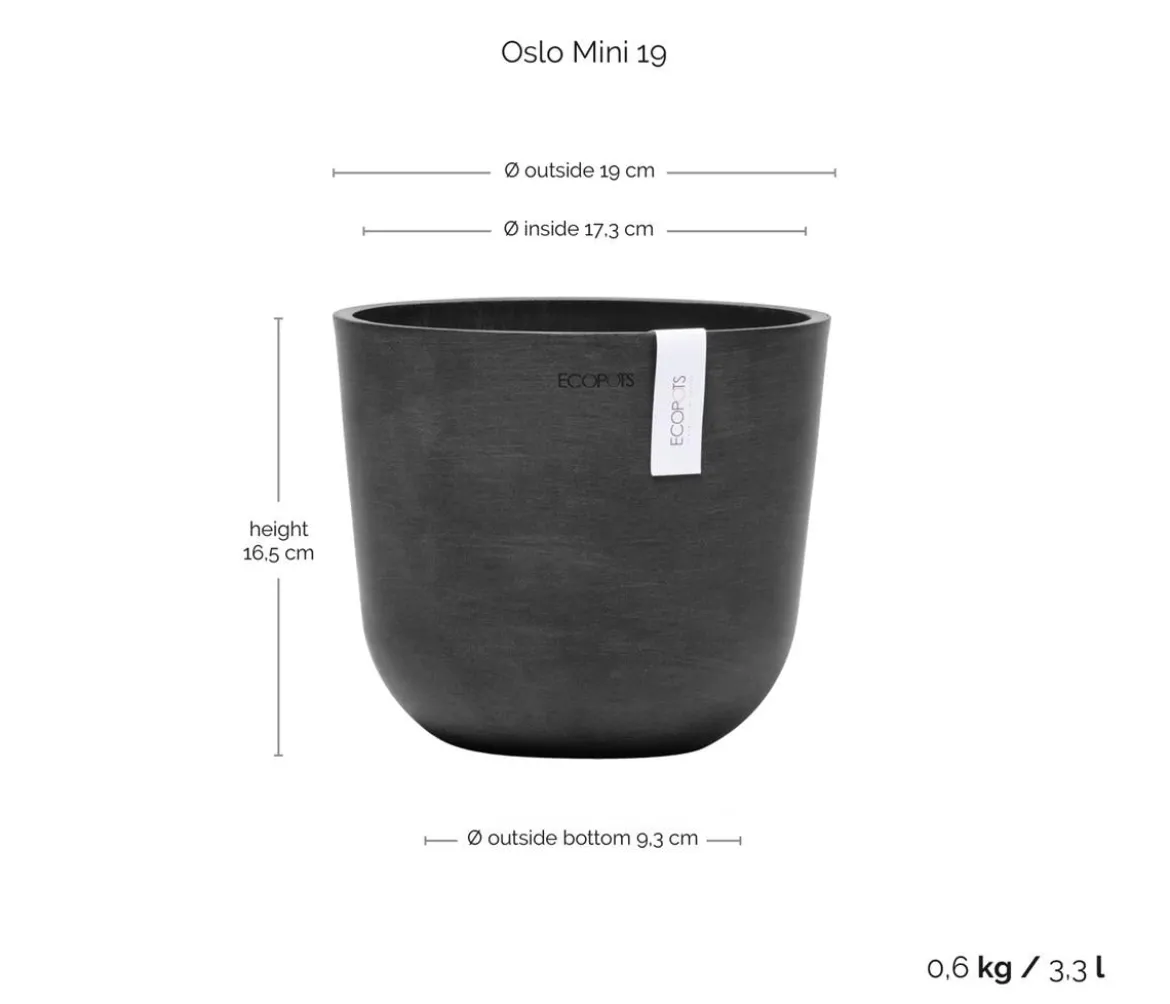 Ecopots Kunststoff-Topf Oslo Mini, rund