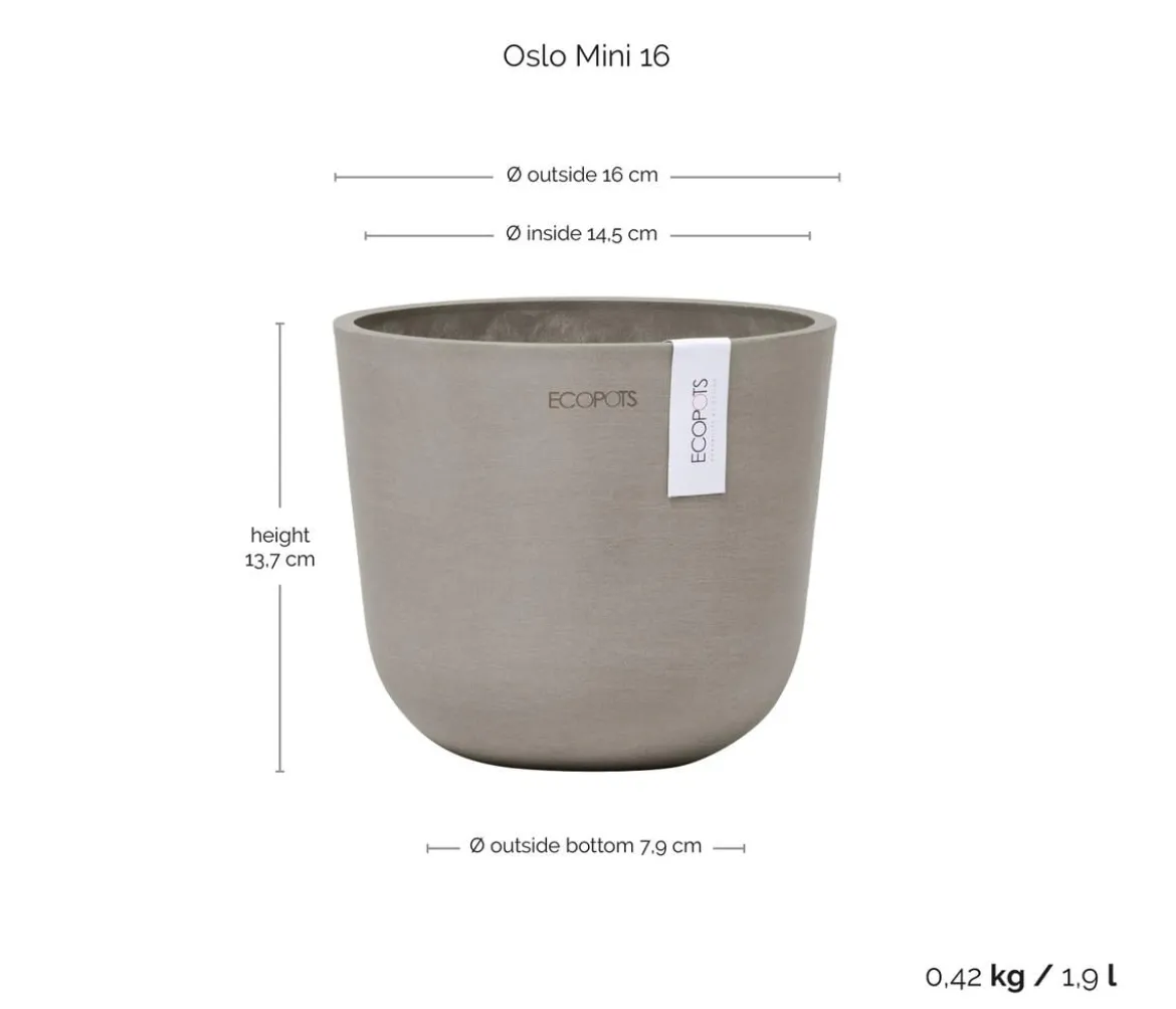 Ecopots Kunststoff-Topf Oslo Mini, rund