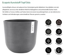 Ecopots Kunststoff-Topf Oslo mit Wassersystem, rund