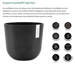 Ecopots Kunststoff-Topf Oslo mit Wassersystem, rund