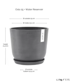 Ecopots Kunststoff-Topf Oslo mit Wassersystem, rund