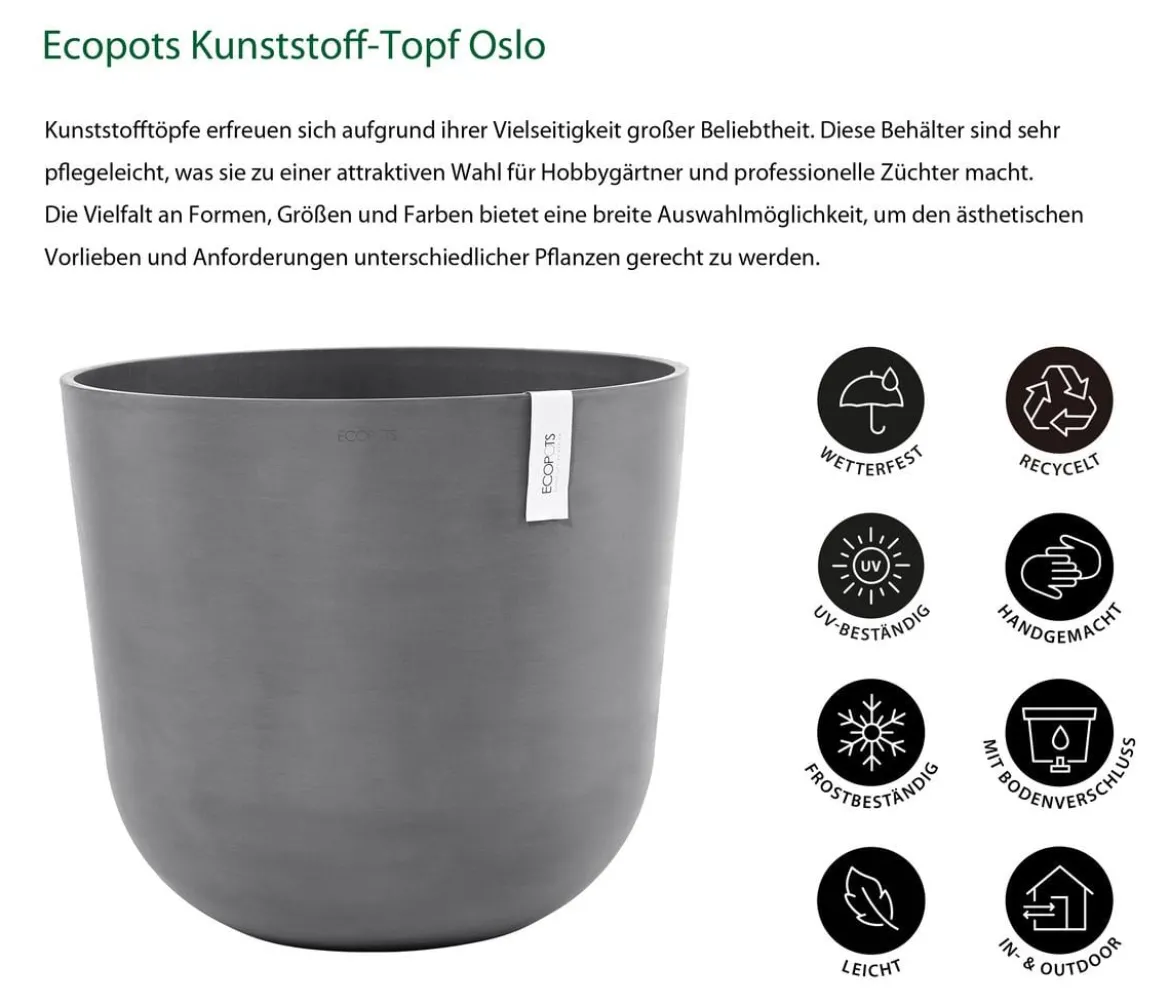 Ecopots Kunststoff-Topf Oslo, rund