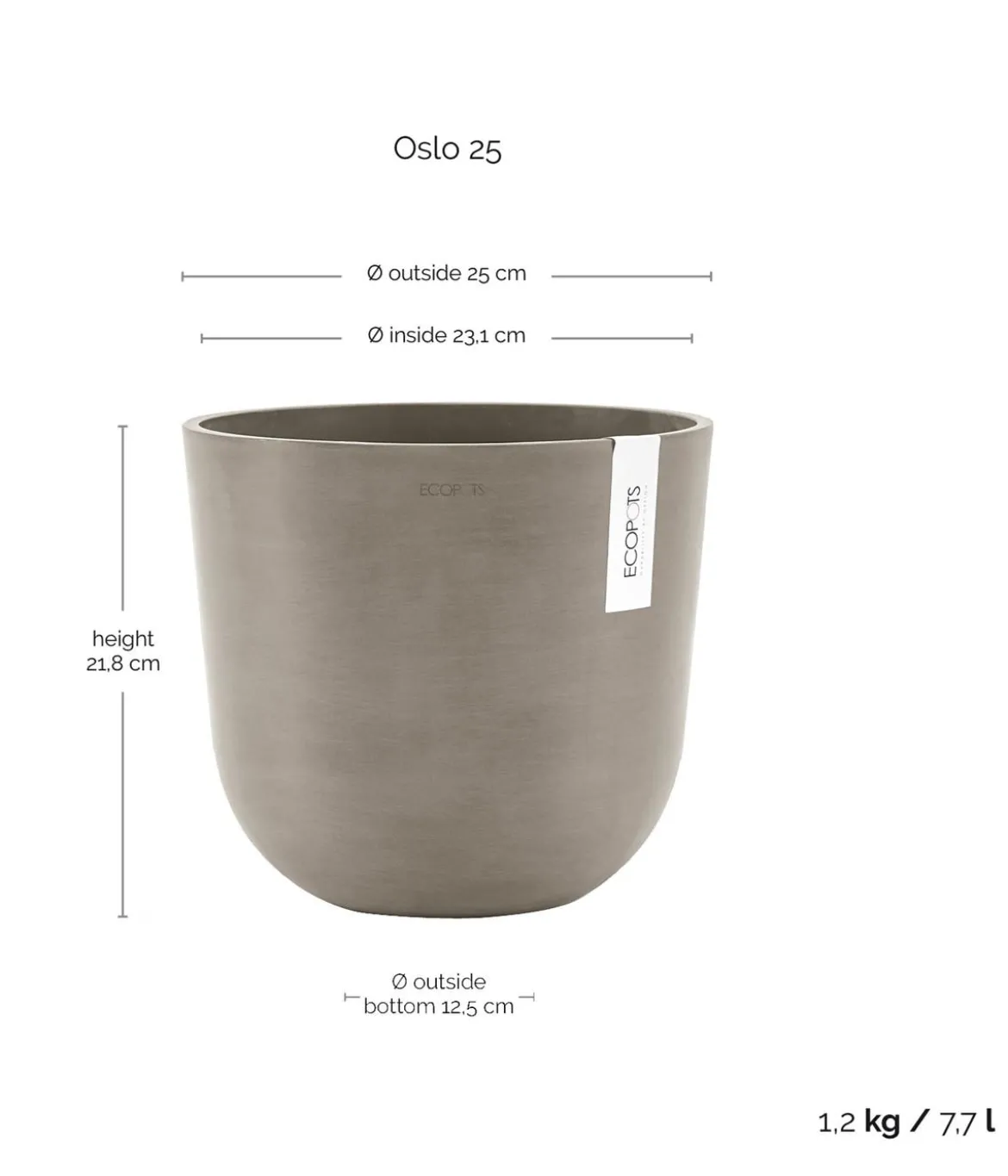 Ecopots Kunststoff-Topf Oslo, rund