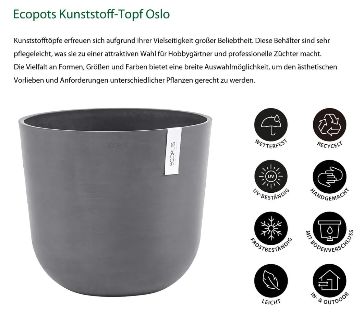 Ecopots Kunststoff-Topf Oslo, rund