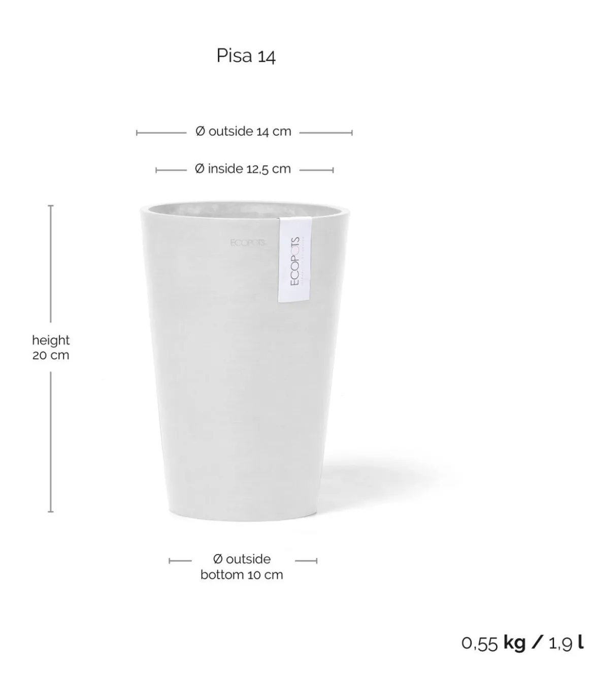 Ecopots Kunststoff-Topf Pisa