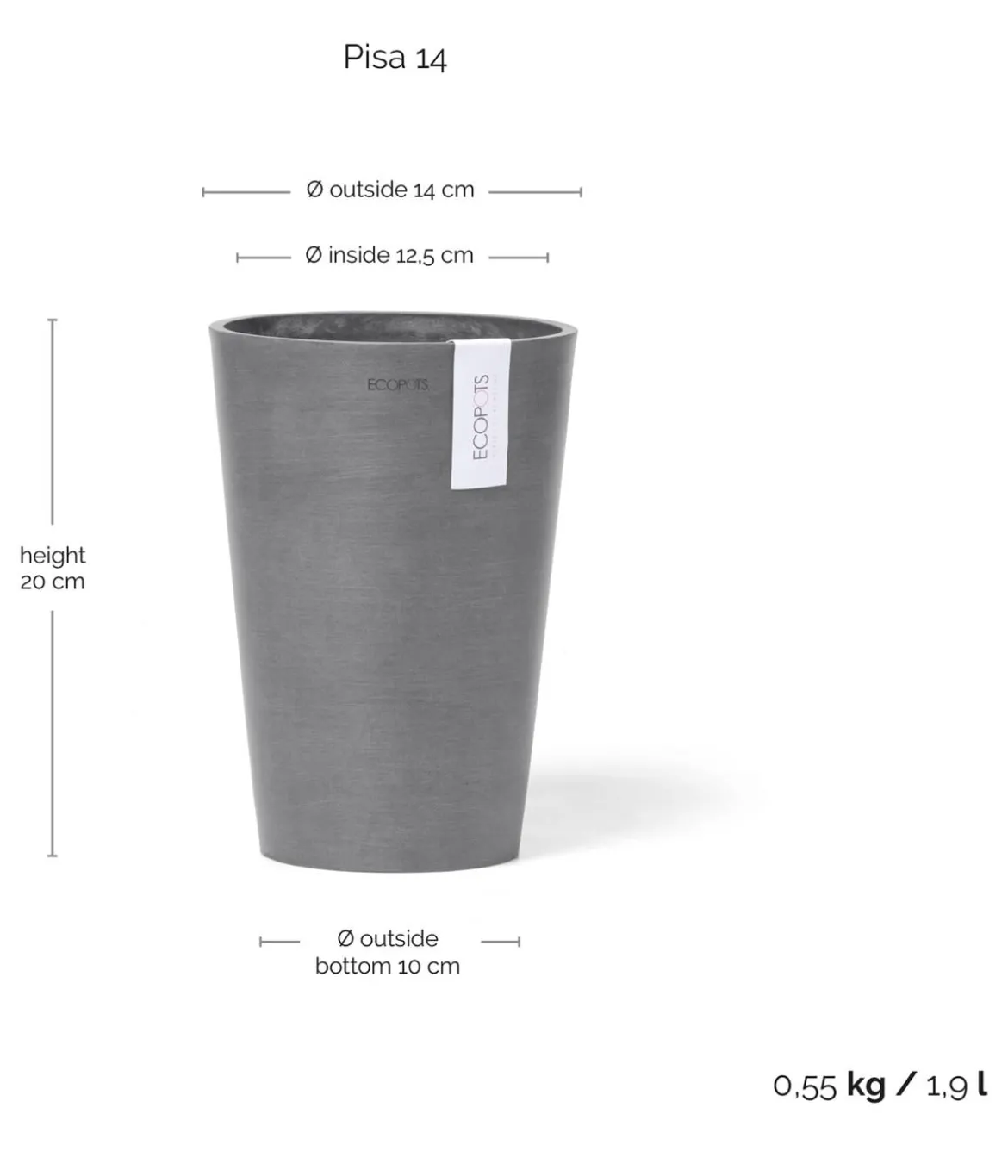 Ecopots Kunststoff-Topf Pisa