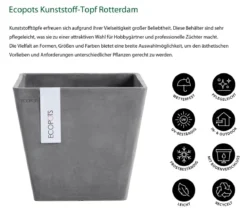 Ecopots Kunststoff-Topf Rotterdam, quadratisch