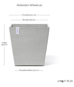 Ecopots Kunststoff-Topf Rotterdam mit Rollen und Wassersystem, quadratisch