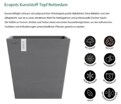 Ecopots Kunststoff-Topf Rotterdam mit Wassersystem, quadratisch