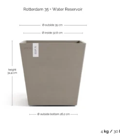 Ecopots Kunststoff-Topf Rotterdam mit Wassersystem, quadratisch